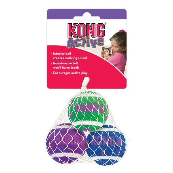 KONG Cat Active tennisballetjes met belletjes