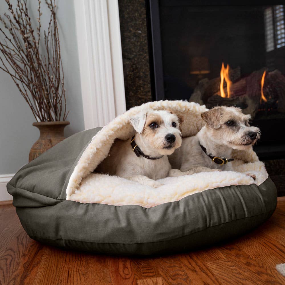 Luxe Microsuede Cozy Cave® Rond in Antraciet